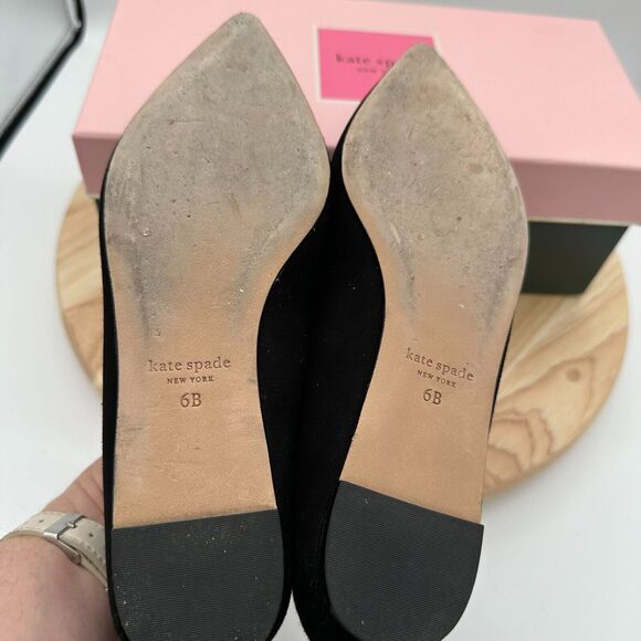 Kate Spade Adore Loafer Shoes Womens 6B Black Suede Tassels Slip On Pointed Toe - Picture 7 of 9